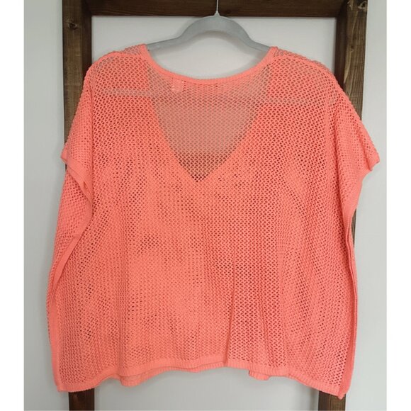 Women's Coral Open Knit V-Neck Sweater by MODA International - Picture 5 of 6